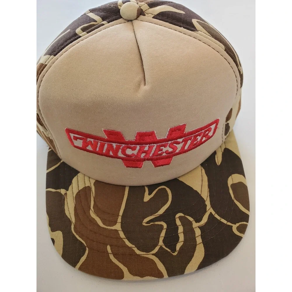 VTG Winchester Camo Snapback Hat Duck Camo Hunting Cap USA Made
